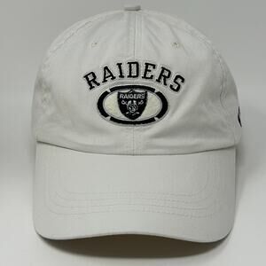 Vintage 90s Las Vegas Raiders Dad Hat Baseball Cap Logo Athletic Strapback Ivory